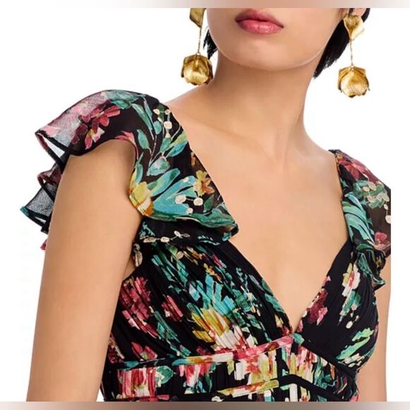 AQUA Ruffled Maxi Dress - Exclusive black size XS‎ NWT in packaging - Picture 3 of 6